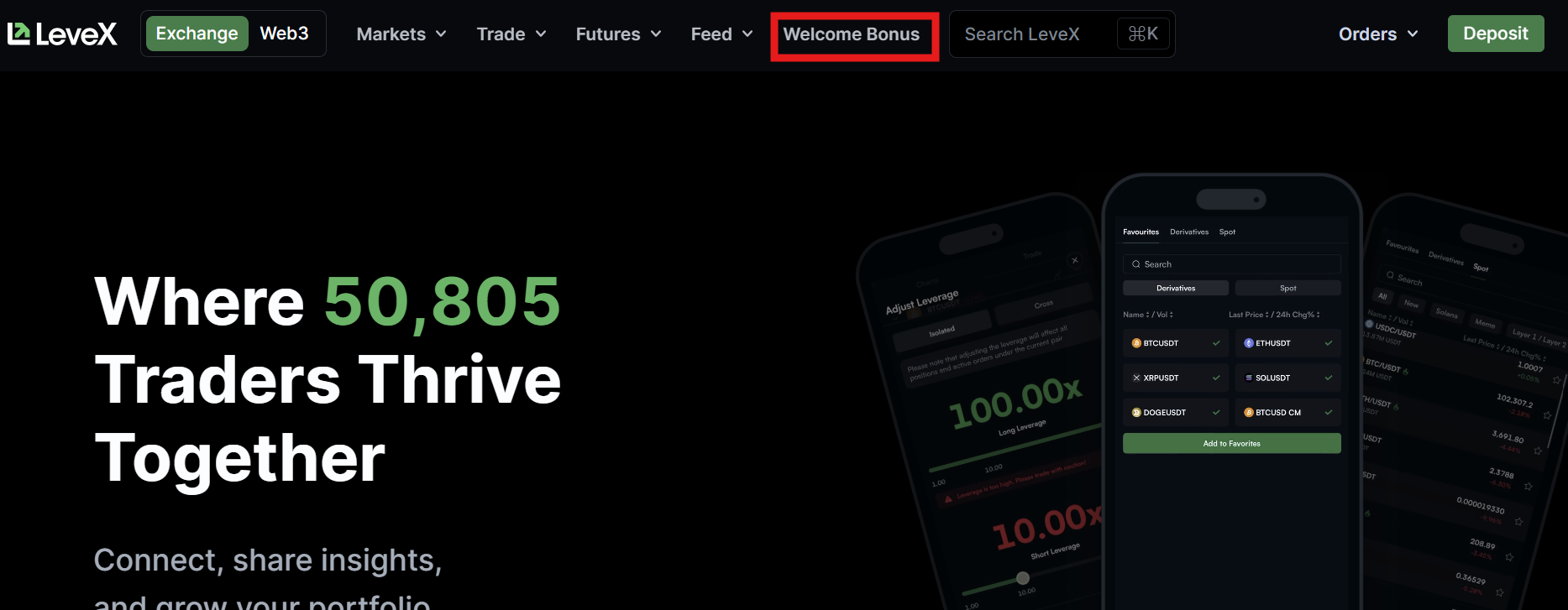 LeveX Welcome Bonus Menu