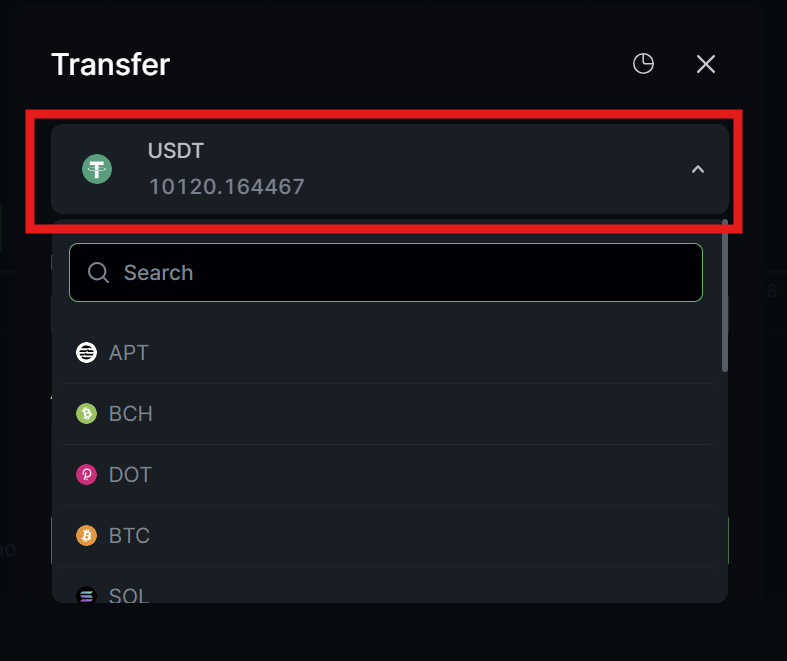 LeveX Transfer choose token