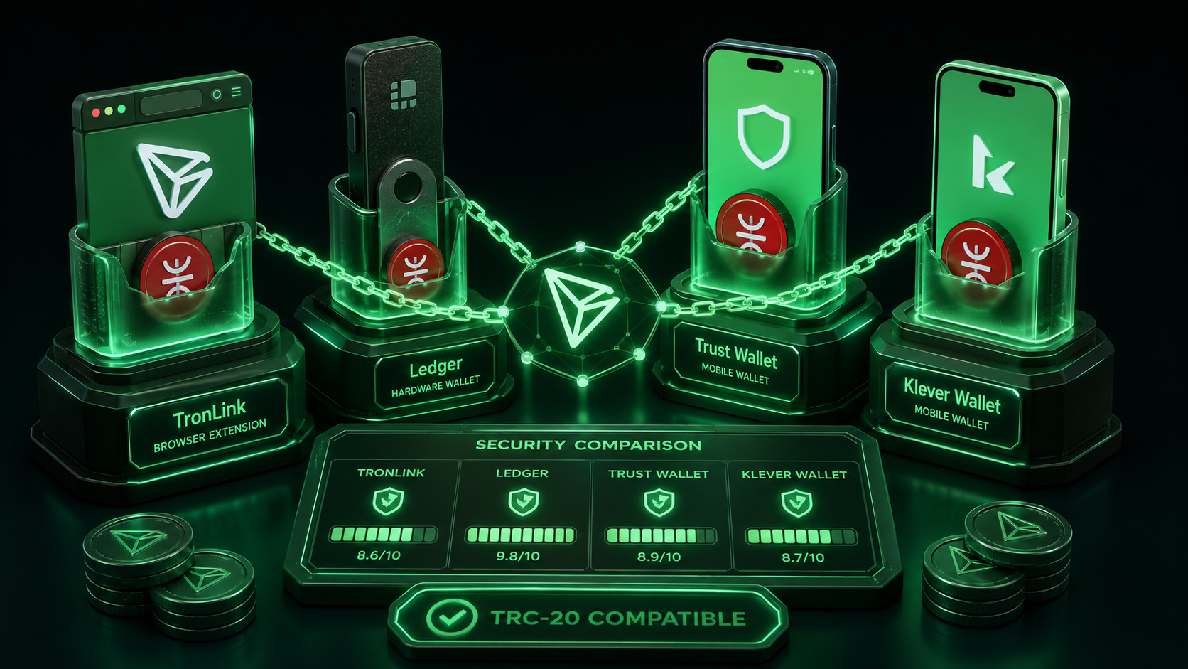 LeveX lineup of TronLink, Ledger, Trust and Klever wallets for JST