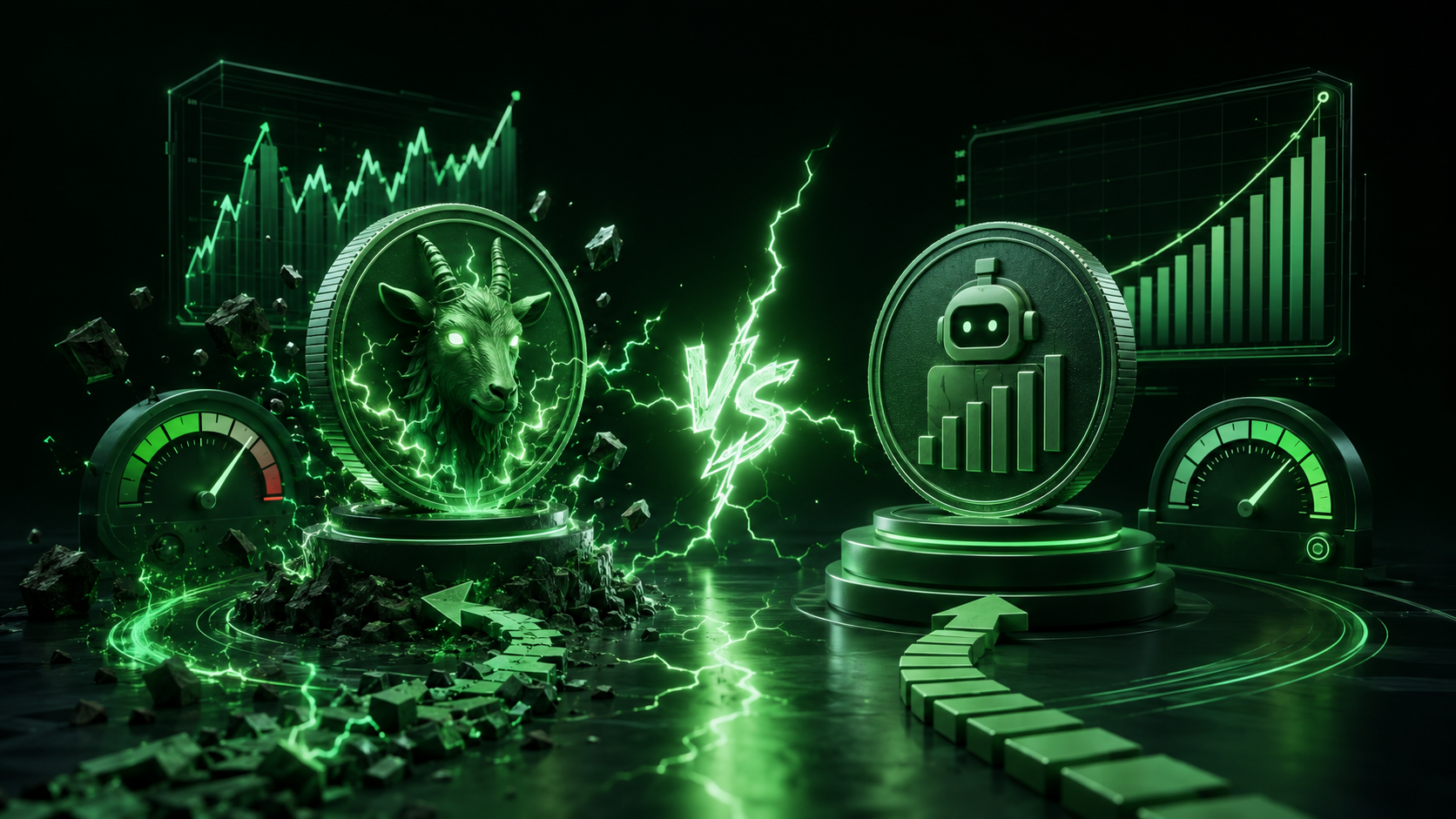 LeveX comparison of GOAT the meme coin against ai16z the agent fund