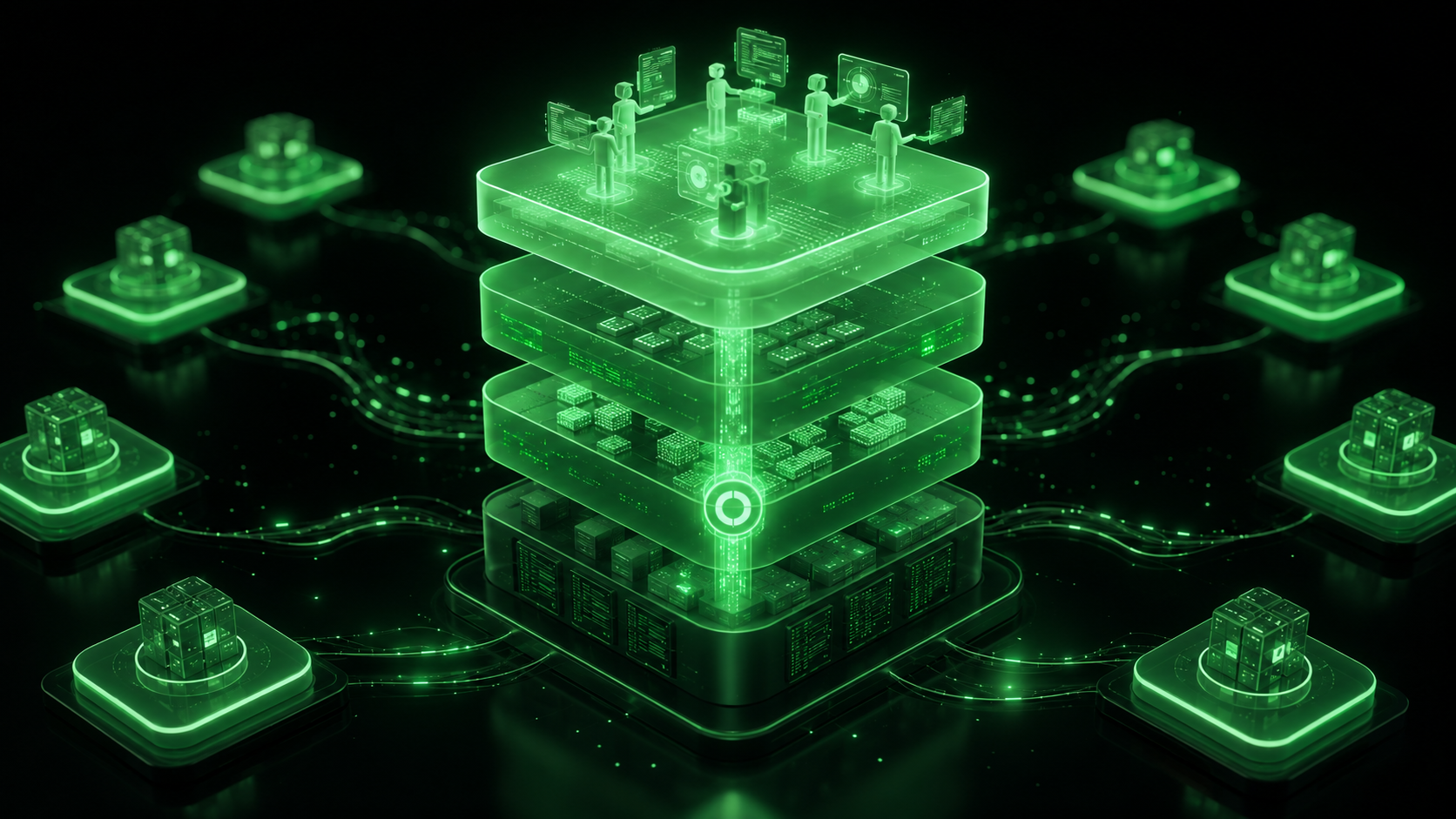 LeveX diagram of 0G's four-layer modular AI operating system
