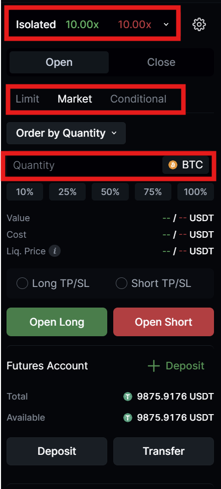 LeveX Futures trading order