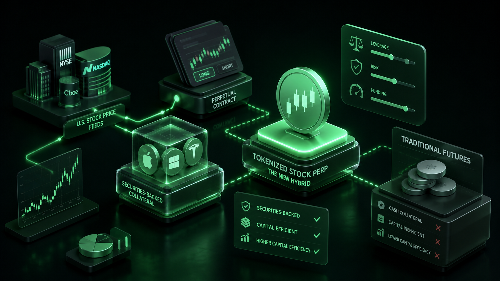 LeveX diagram of Ondo perps backed by tokenized stock collateral
