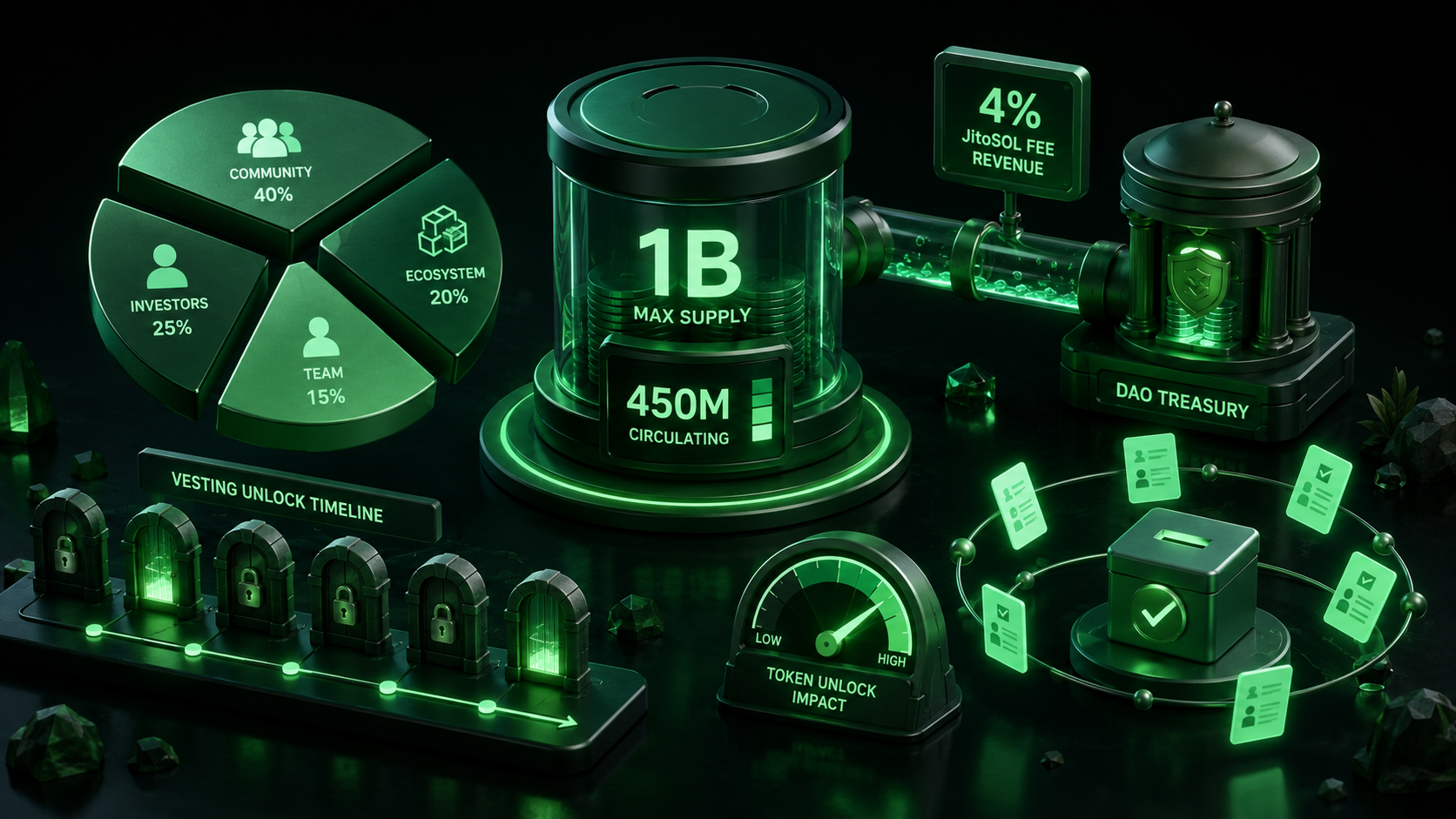 LeveX breakdown of JTO's 1B supply and 450M circulating