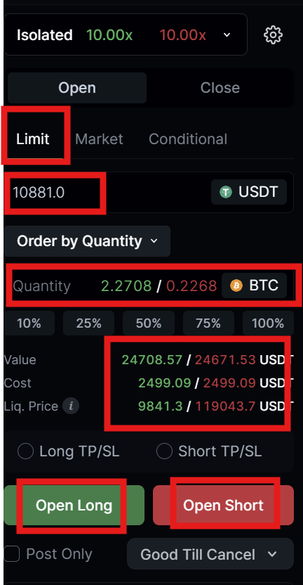 LeveX Futures Limit orders