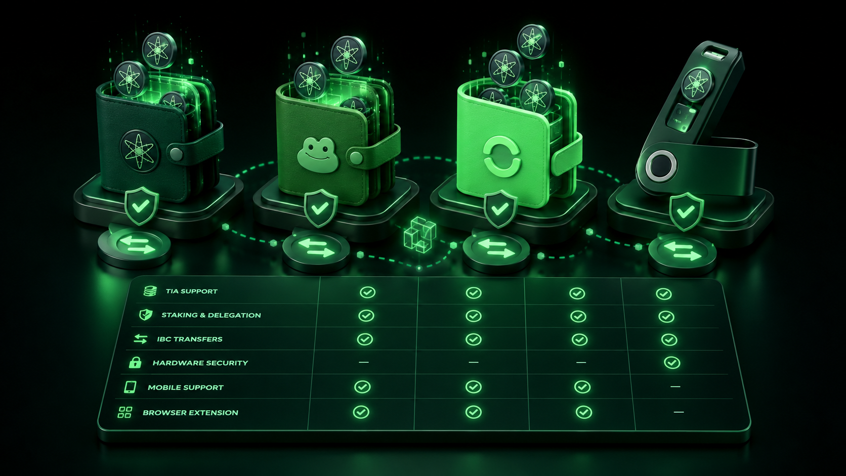 LeveX lineup of Keplr, Leap, Cosmostation and Ledger wallets for TIA