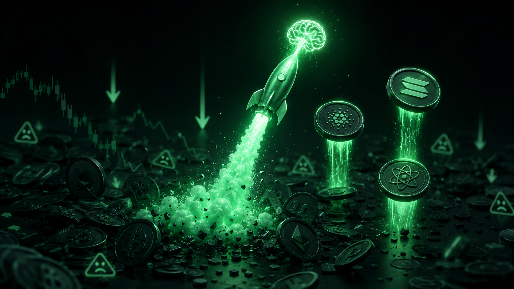 LeveX chart of AI tokens rallying while the wider market sits in fear