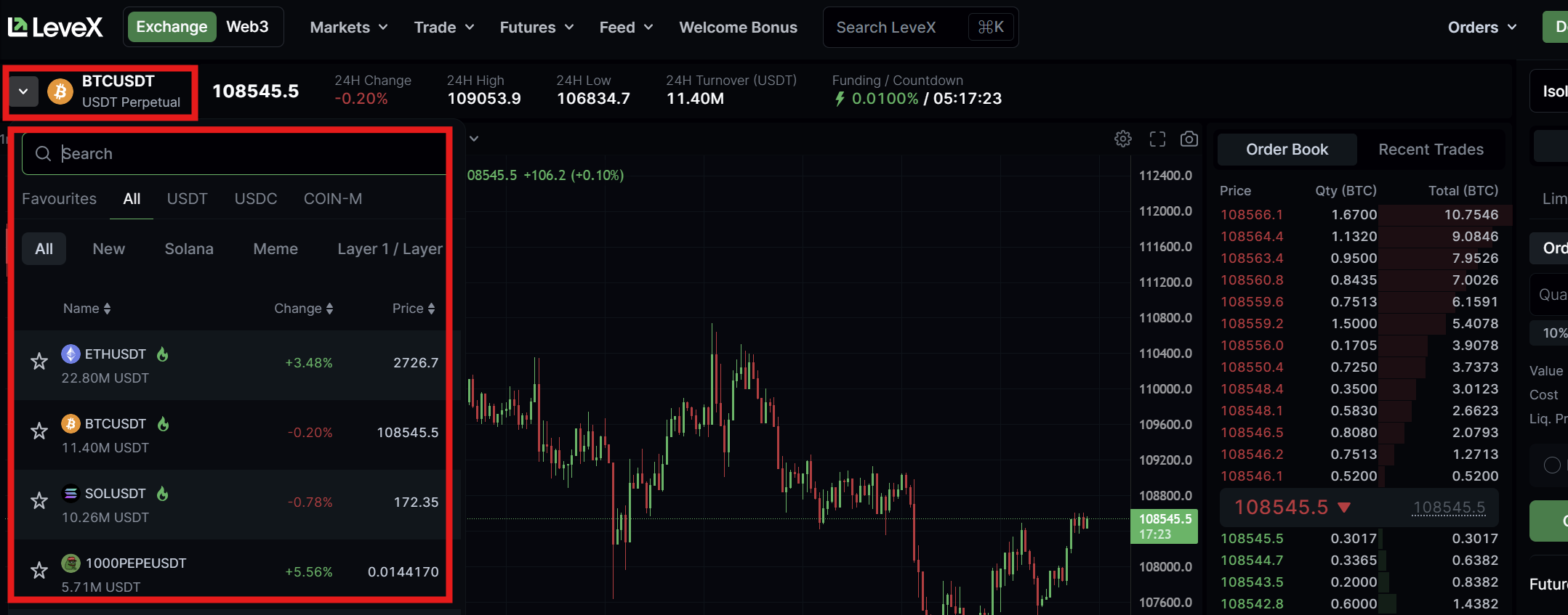 LeveX Futures choose token
