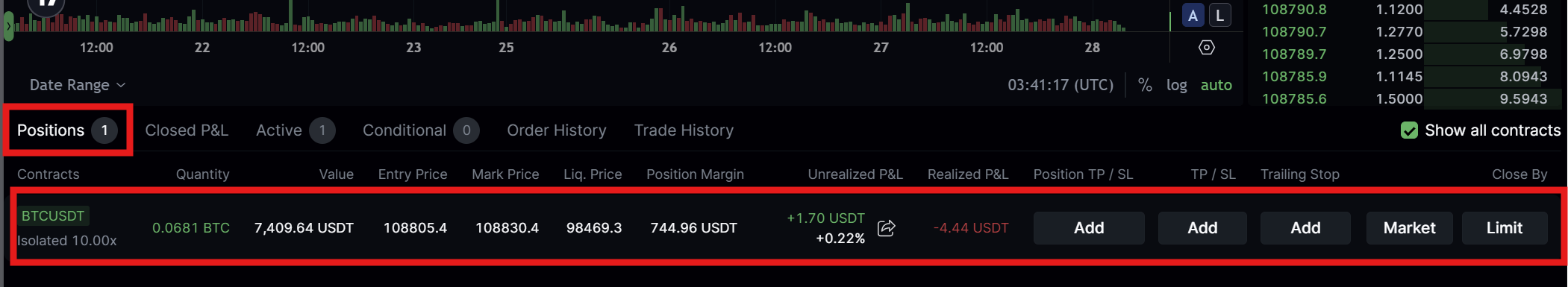 LeveX futures positions tab