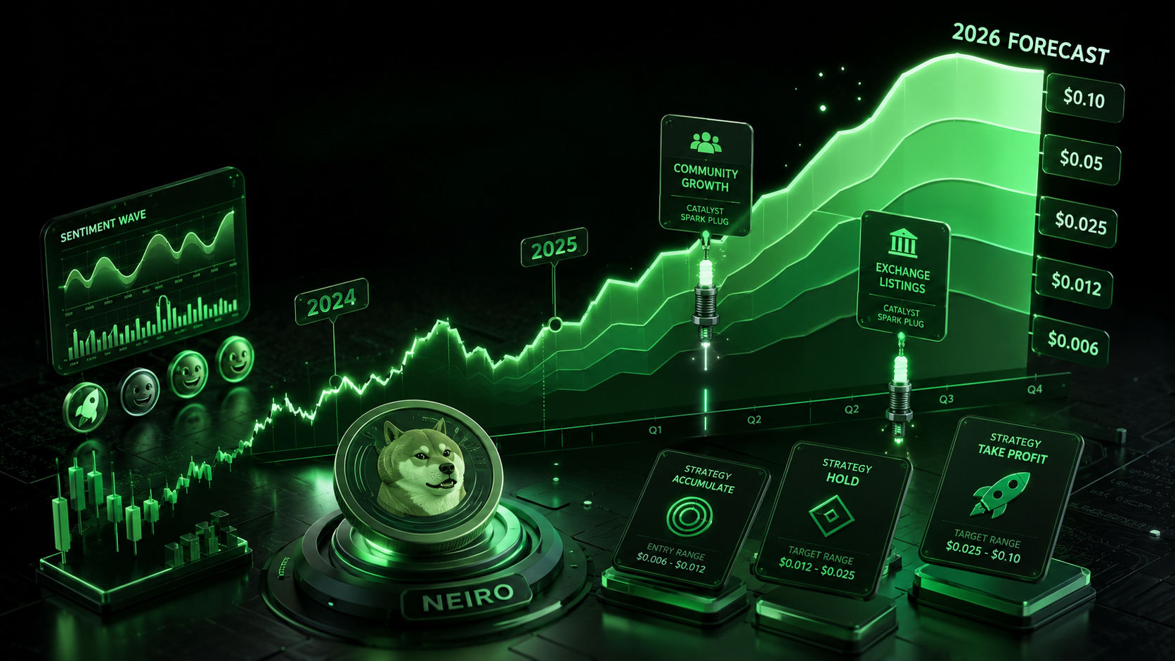 LeveX chart of NEIRO forecast bands for 2026