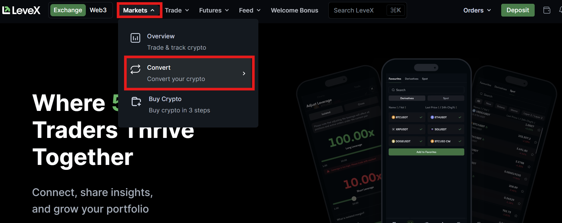 LeveX Convert Menu Button