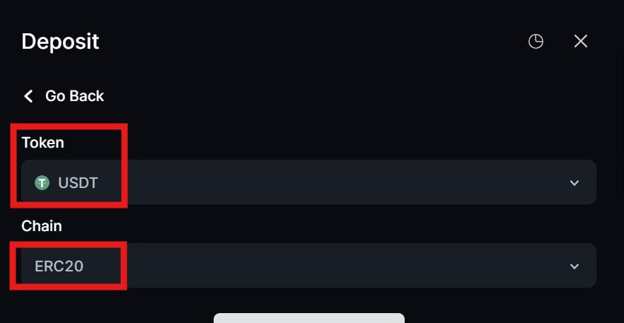LeveX Deposit select token