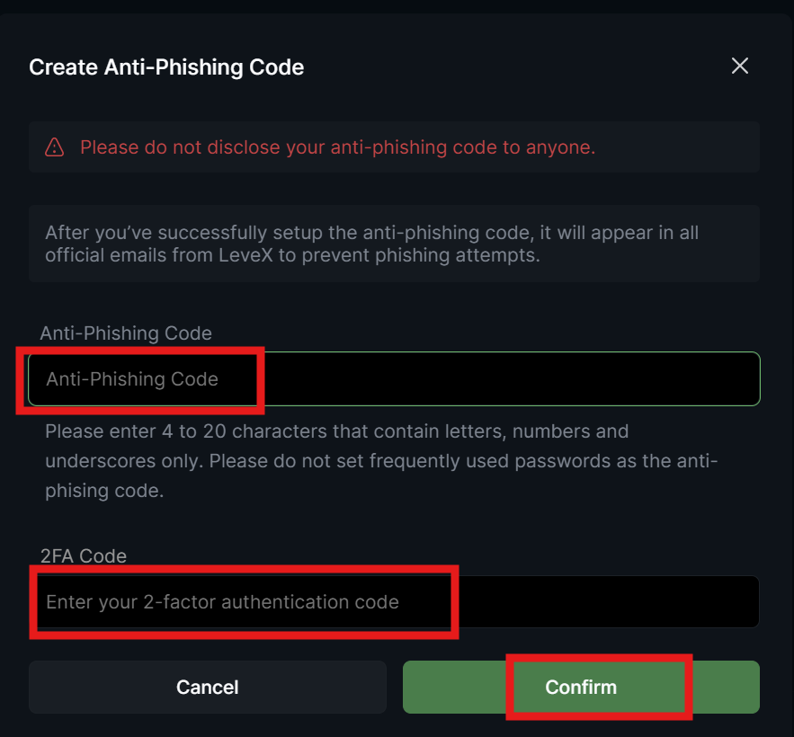 Confirm LeveX Anti-phishing