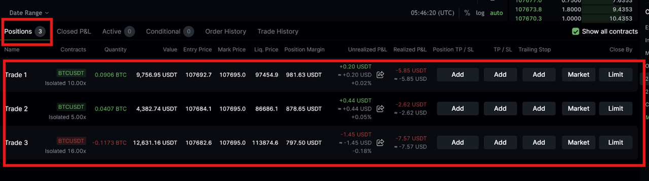 LeveX Multi-trade positions