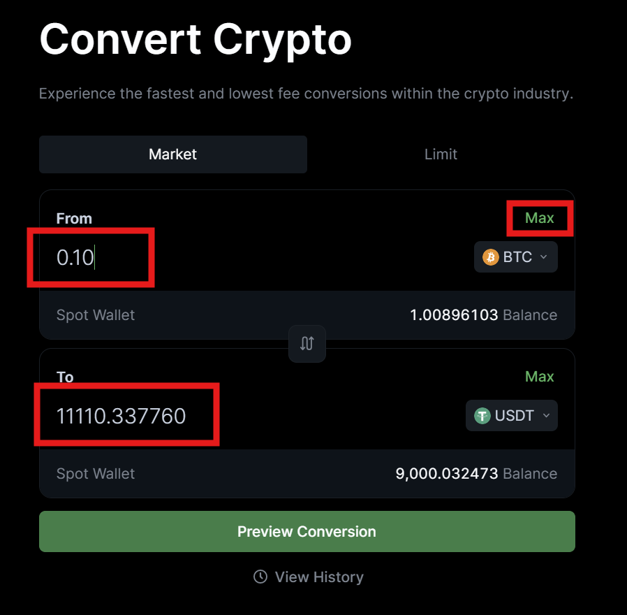 LeveX Convert amount