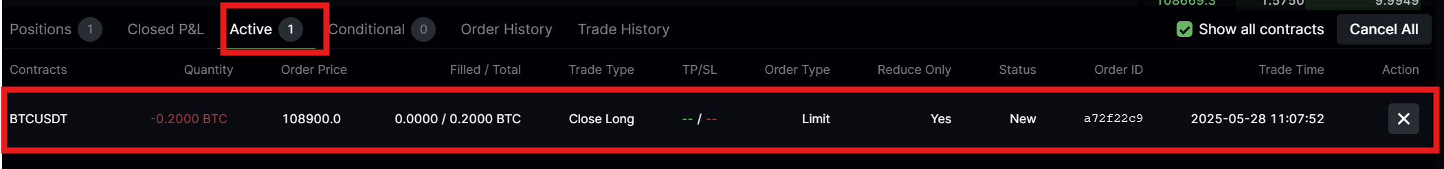LeveX Futures Active Trades
