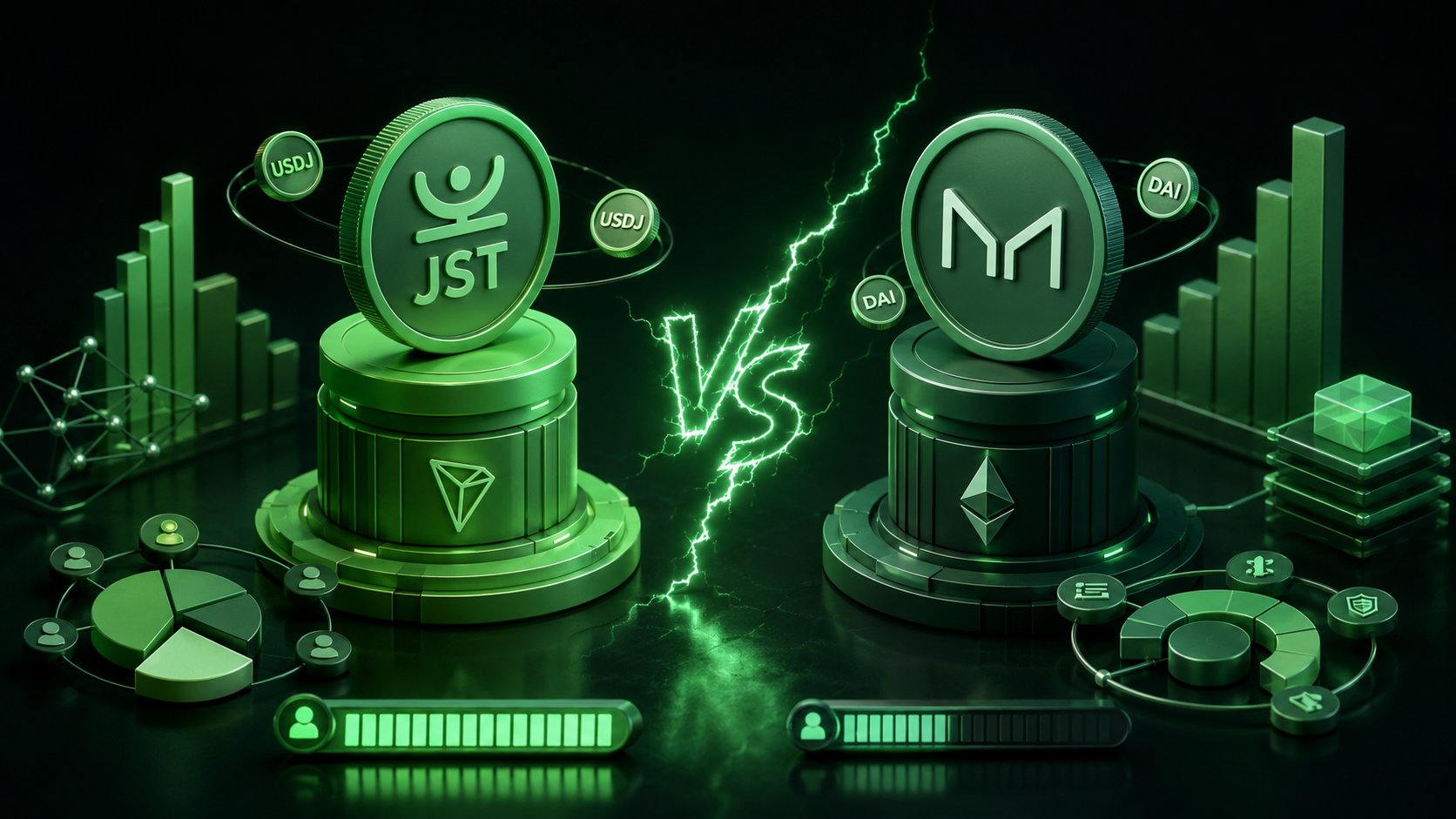LeveX comparison of JST on TRON against MKR on Ethereum