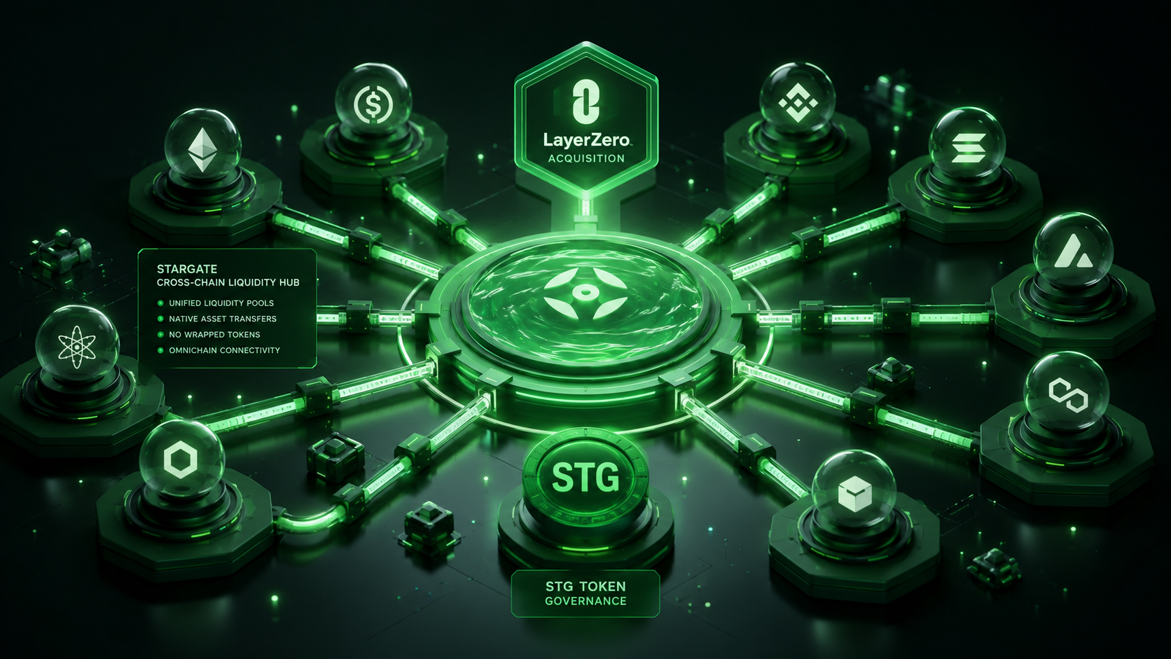 LeveX diagram of Stargate's unified pools moving native assets across chains