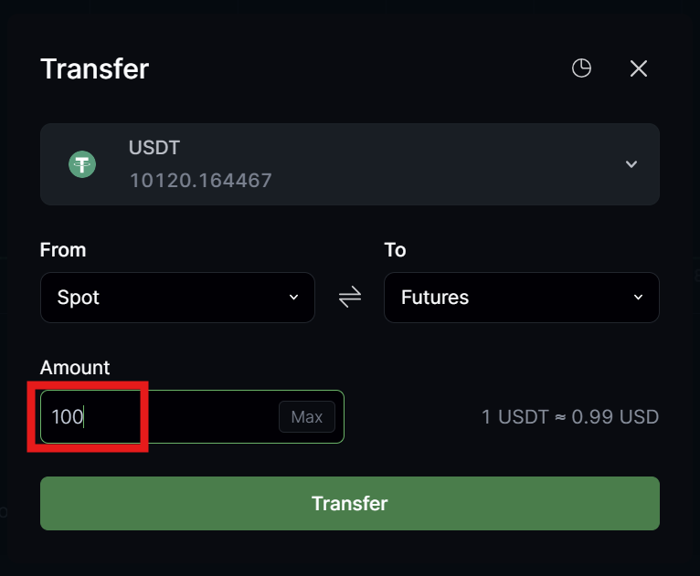 LeveX Trasfer amount