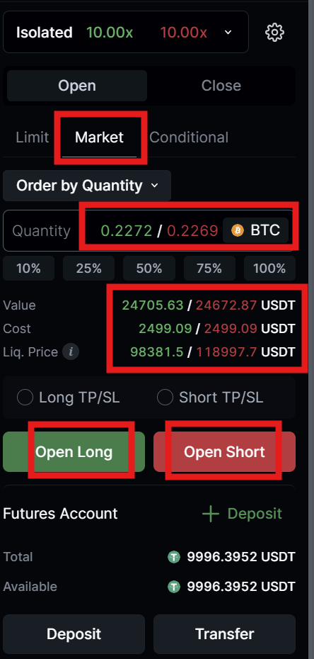 LeveX Futures market order