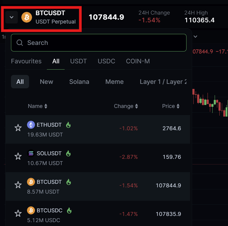 LeveX Select Trading Pair
