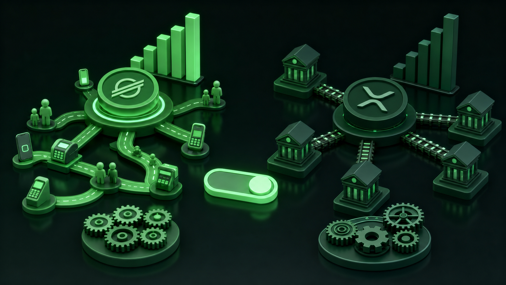 LeveX comparison of Stellar's retail rails against XRP's institutional ones