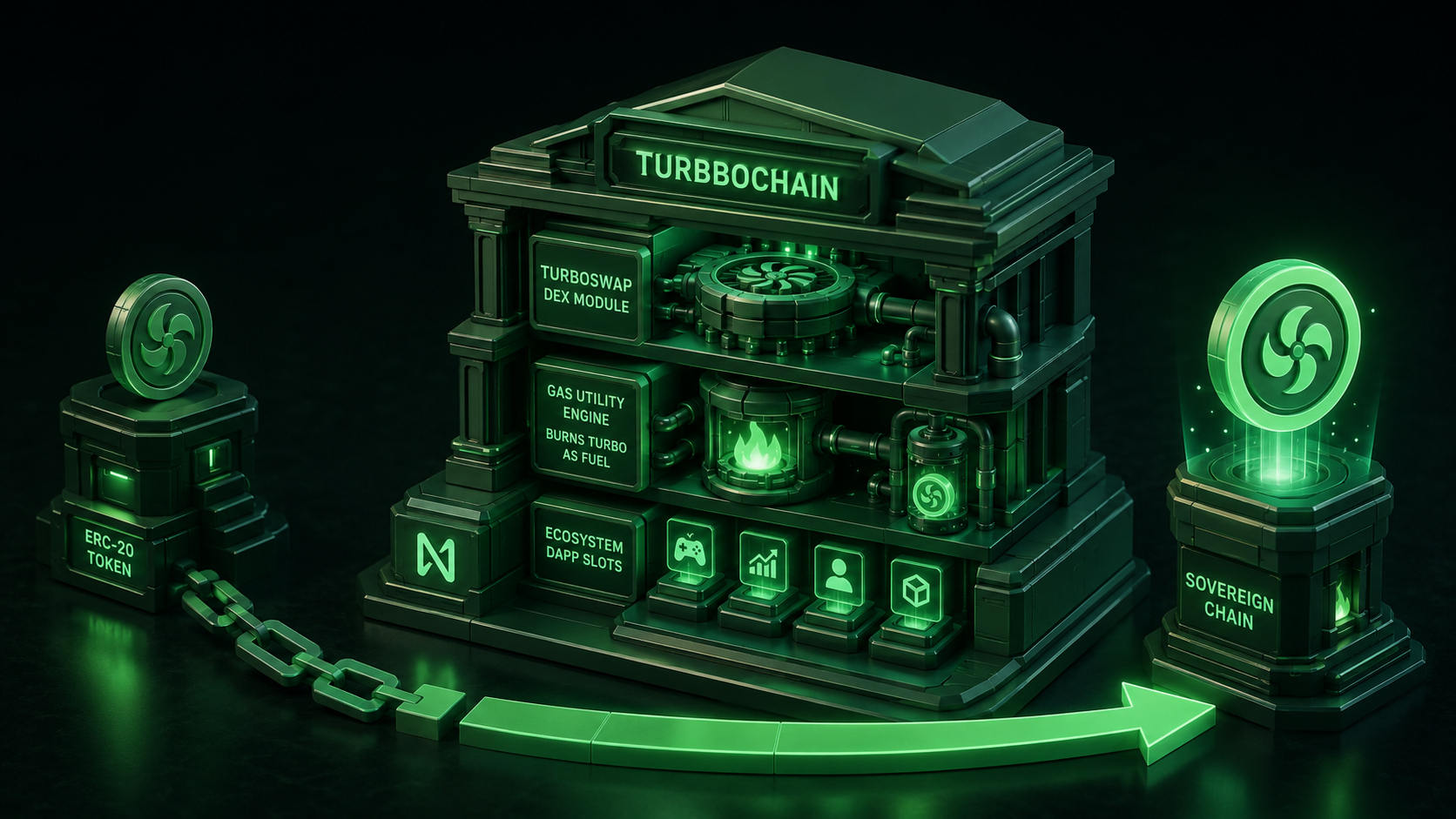 LeveX diagram of TurboChain built on NEAR with its own DEX and gas burn