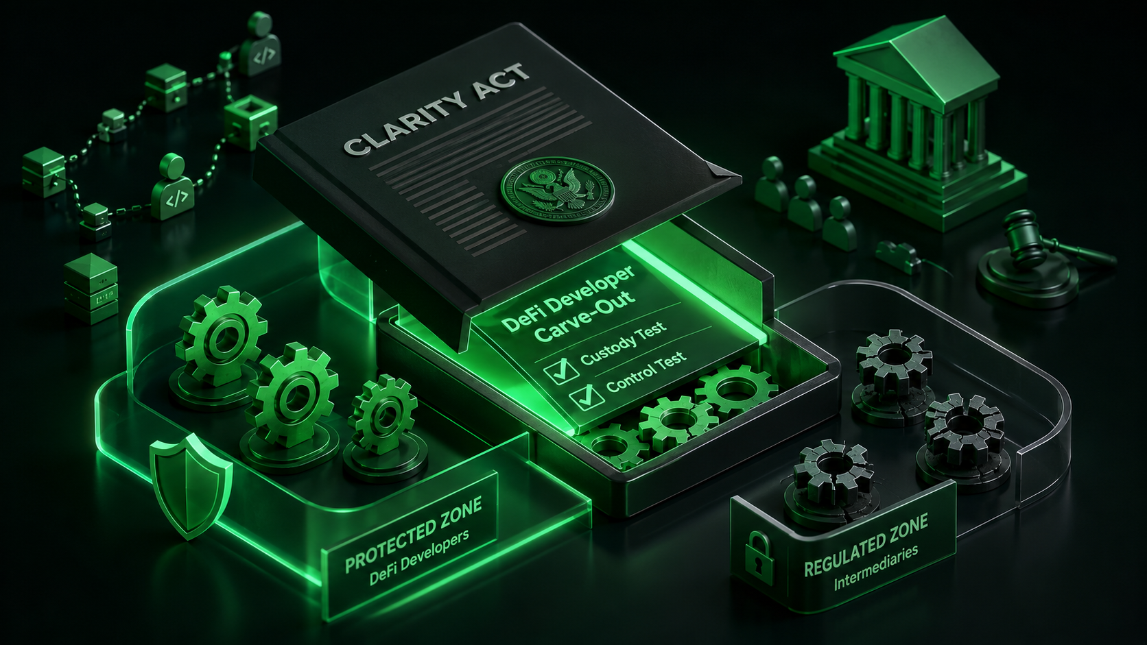 LeveX illustration of the DeFi carve-out hidden in the CLARITY Act