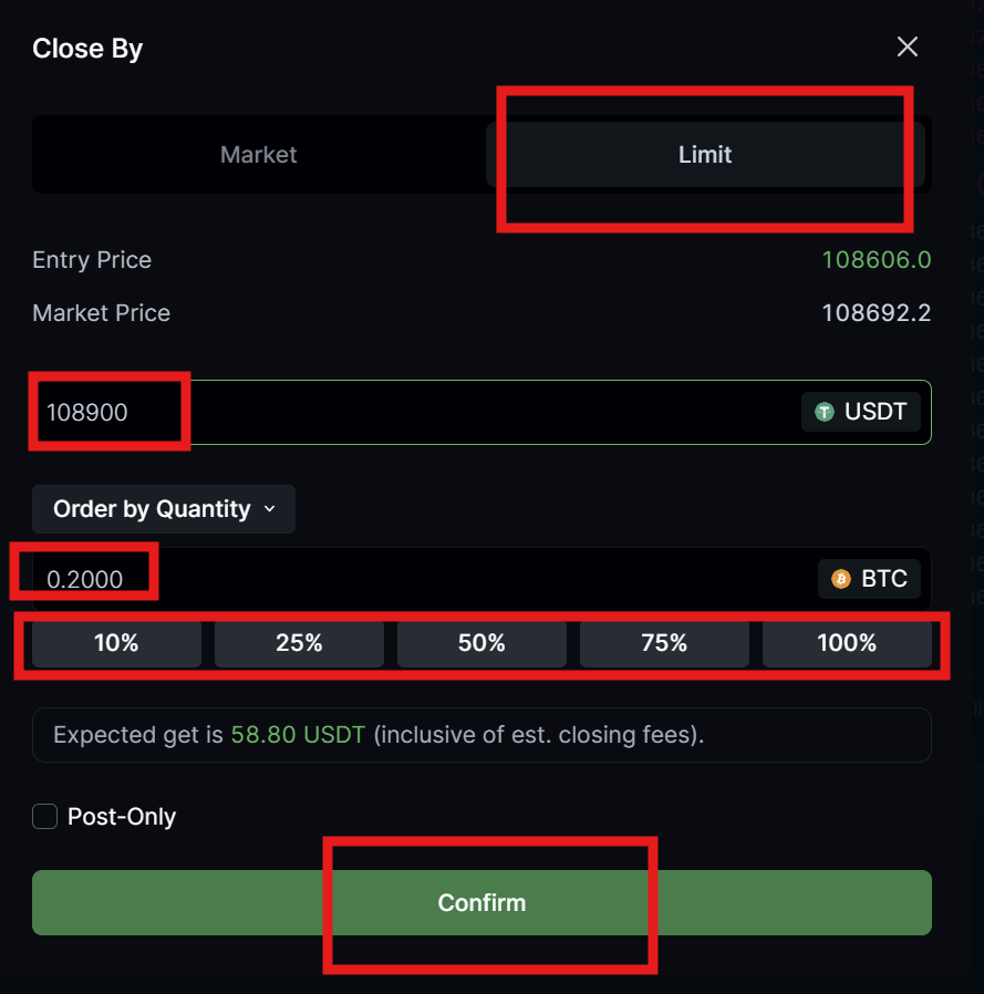 Levex Futures Limit Close
