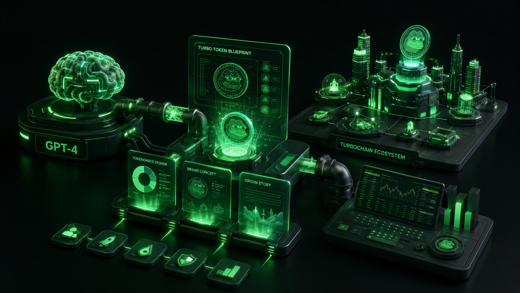 LeveX illustration of GPT-4 designing the TURBO meme coin from scratch