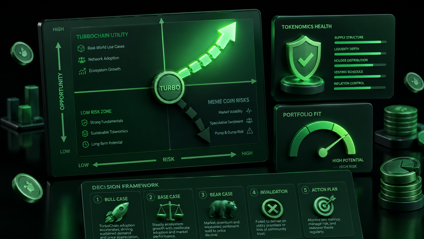 LeveX matrix plotting TURBO's TurboChain upside against meme coin risk