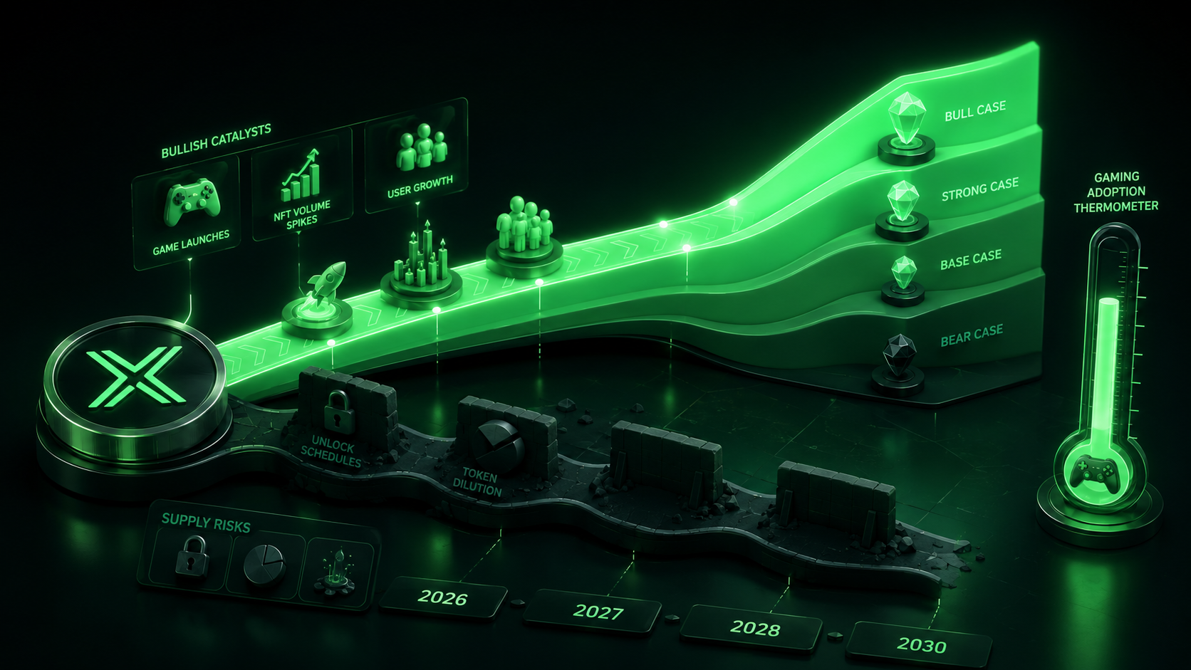LeveX chart of IMX forecast paths from 2026 to 2030