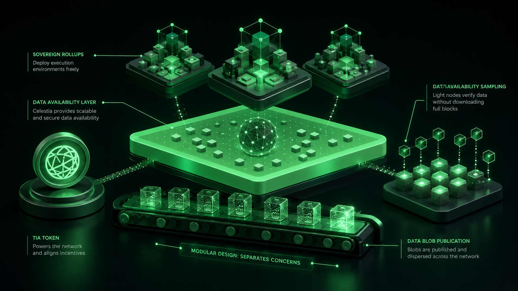 LeveX diagram of Celestia's data availability layer and light nodes