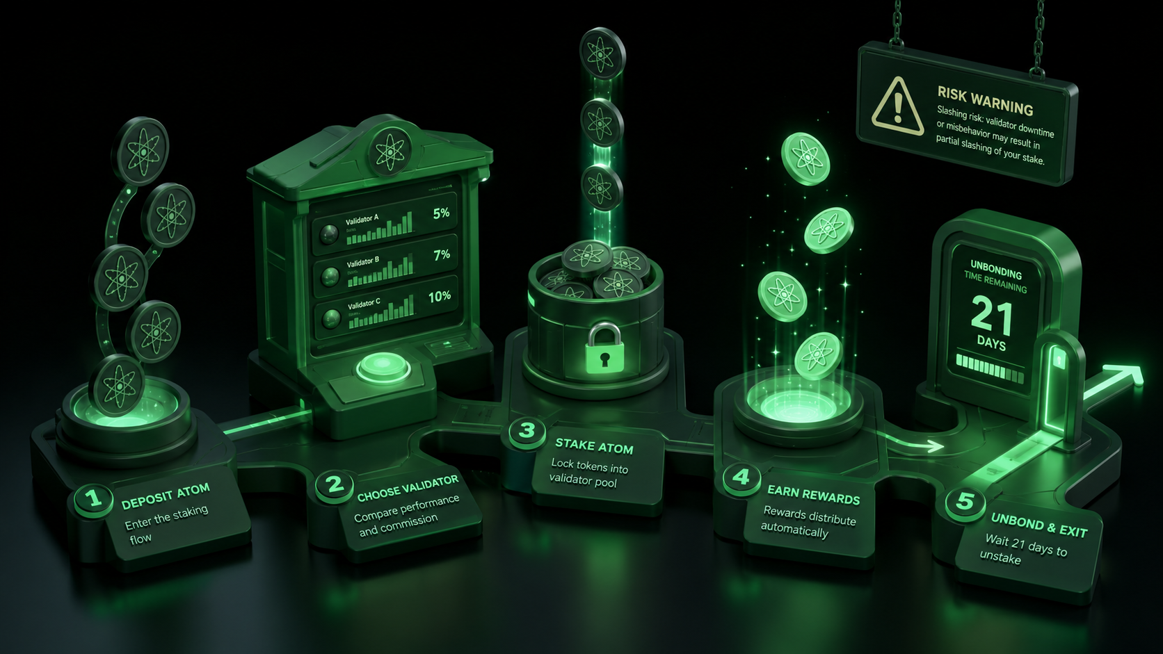 LeveX diagram of ATOM delegated to Cosmos validators for rewards