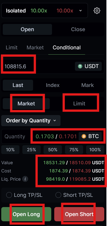 LeveX Futures Conditional order
